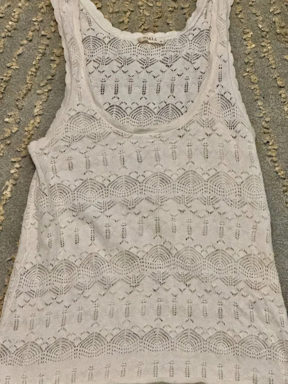 Spell Siesta Cami Organic Cotton Knit Tank XS Boho Lace in White Sands - Picture 7 of 15